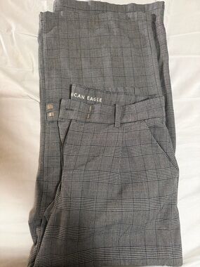 American Eagle Black and Gray Plaid Pants